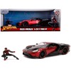 2017 Ford GT with Miles Morales Diecast Figurine 'Spider Man' 'Marvel' Series 1/24 Diecast Model Car by Jada