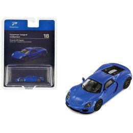 Porsche 918 Spyder Sapphire Blue Metallic 'Hypercar League Collection' 1/64 Diecast Model Car by PosterCars