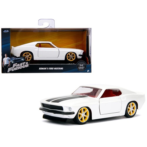 Roman's Ford Mustang White with Black Stripes and Red Interior 'Fast & Furious' Movie 1/32 Diecast Model Car by Jada