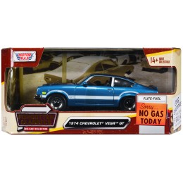 1974 Chevrolet Vega GT Blue Metallic with White Stripes 'Forgotten Classics' Series 1/24 Diecast Model Car by Motormax