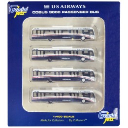 Cobus 3000 Passenger Bus White and Blue 'US Airways Shuttle Bus' 4 Piece Set 1/400 Diecast Models by GeminiJets