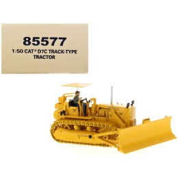 CAT Caterpillar D7C Track-Type Tractor Dozer Yellow with Operator 'Vintage Series' 1/50 Diecast Model by Diecast Masters