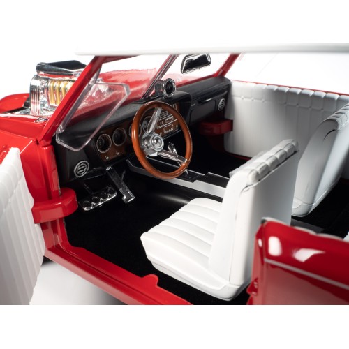 Monkeemobile Red with White Top and Interior 'The Monkees' with Four Monkees Figure Cutouts 'Silver Screen Machines' Series 1/18 Diecast Model Car by Auto World