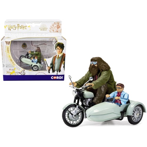 Motorcycle and Sidecar Light Green with Harry and Hagrid Figures 'Harry Potter and the Deathly Hallows Part 1' (2010) Movie Diecast Motorcycle Model  by Corgi