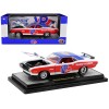 1970 Dodge Challenger R/T Hemi White with Red and Blue Stripes with Red Interior 'VP Racing' Limited Edition to 5710 pieces Worldwide 1/24 Diecast Model Car by M2 Machines