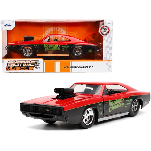1970 Dodge Charger R/T 'Voodoo Charger' Red and Black 'Bigtime Muscle' Series 1/24 Diecast Model Car by Jada