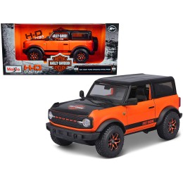 2021 Ford Bronco Badlands Orange and Black 'Harley Davidson' 'H-D Custom' Series 1/24 Diecast Model Car by Maisto