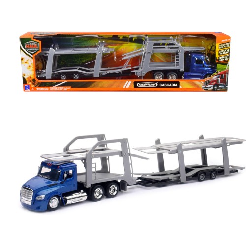 Freightliner Cascadia Auto Transporter Blue Metallic 'Long Haul Trucker' Series 1/43 Diecast Model by New Ray