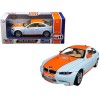 BMW M3 Coupe with 'Gulf Oil' Livery Light Blue with Orange Stripe 1/24 Diecast Model Car by Motormax