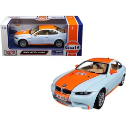 BMW M3 Coupe with 'Gulf Oil' Livery Light Blue with Orange Stripe 1/24 Diecast Model Car by Motormax