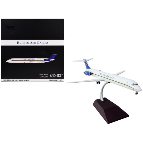 McDonnell Douglas MD-88 Commercial Aircraft 'Everts Air Cargo' (N965CE) White with Blue Tail 'Gemini 200' Series 1/200 Diecast Model Airplane by GeminiJets