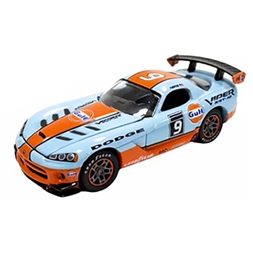 2008 Dodge Viper SRT10 #9 'Gulf Oil' Light Blue and Orange Limited Edition to 2496 pieces Worldwide 1/64 Diecast Model Car by Johnny Lightning