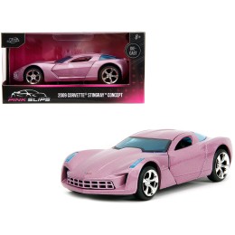 2009 Chevrolet Corvette Stingray Concept Pink Metallic with Blue Tinted Windows 'Pink Slips' Series 1/32 Diecast Model Car by Jada