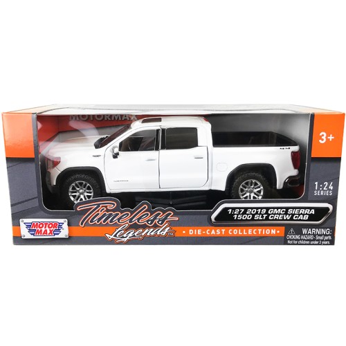 2019 GMC Sierra 1500 SLT Crew Cab 4x4 Pickup Truck with Sunroof White 'Timeless Legends' Series 1/24-1/27 Diecast Model Car by Motormax