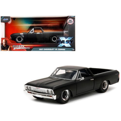 1967 Chevrolet El Camino Matt Black 'Fast & Furious' Series 1/24 Diecast Model Car by Jada