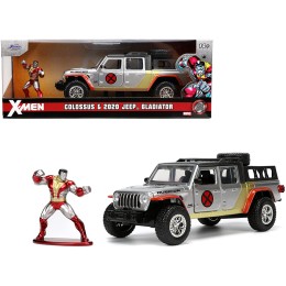2020 Jeep Gladiator Pickup Truck Silver and Colossus Diecast Figurine 'X-Men' Marvel 'Hollywood Rides' Series 1/32 Diecast Model Car by Jada