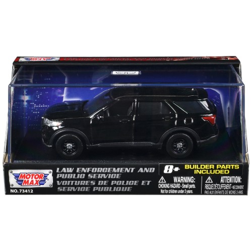 2022 Ford Police Interceptor Utility Black Unmarked 'Custom Builder's Kit' 'Law Enforcement and Public Service' Series 1/43 Diecast Model Car by Motormax