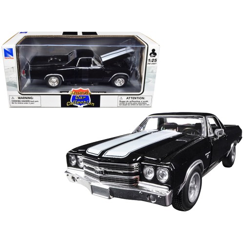 1970 Chevrolet El Camino SS Black with White Stripes 'Muscle Car Collection' 1/25 Diecast Model Car by New Ray