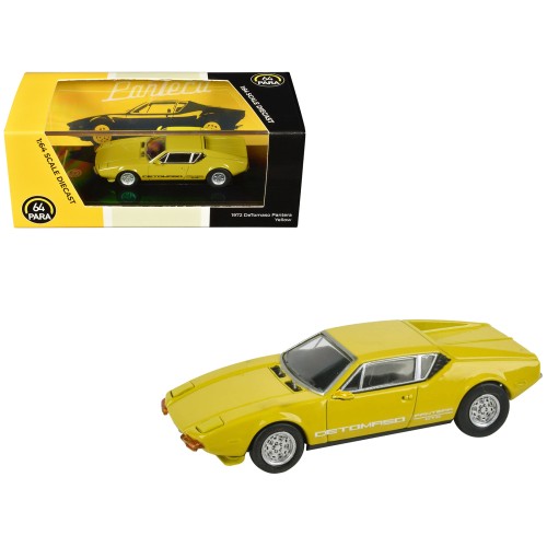 1972 De Tomaso Pantera Yellow 1/64 Diecast Model Car by Paragon Models