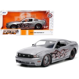 2010 Ford Mustang GT Gray Metallic with Flames 'Ford Motor Company' 'Bigtime Muscle' Series 1/24 Diecast Model Car by Jada