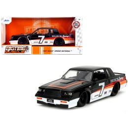 1987 Buick Grand National #7 'Buick Racing' Black and White with Stripes 'Bigtime Muscle' Series 1/24 Diecast Model Car by Jada