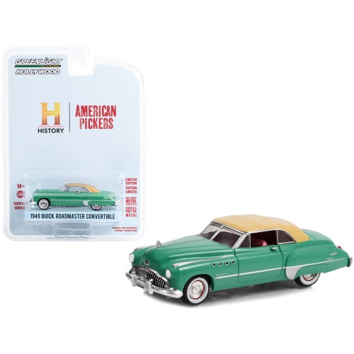 1949 Buick Roadmaster Convertible Green with Tan Soft Top 'American Pickers' (2010-Current) TV Series 'Hollywood Series' Release 37 1/64 Diecast Model Car by Greenlight