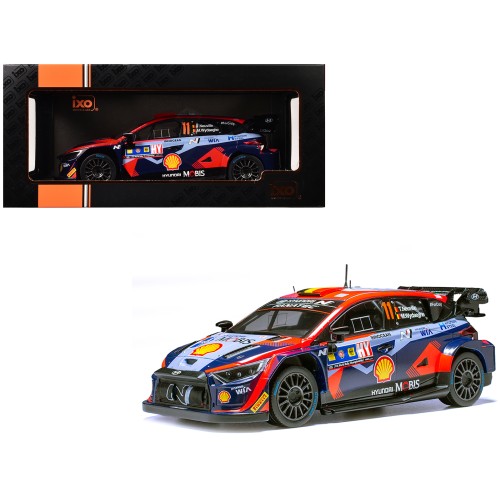 Hyundai i20 N Rally1 #11 Thierry Neuville - Martijn Wydaeghe Winner 'Central European Rally' (2023) 1/18 Diecast Model Car by IXO Models