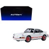 Porsche 911 Carrera 2.7 RS 'The Circuit Wolf' White with Red Stripes and Wheels with Hood Graphics 1/18 Model Car by Autoart