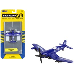 Vought F4U Corsair Fighter Aircraft Blue 'United States Marine Corps' with Runway Section Diecast Model Airplane by Runway24