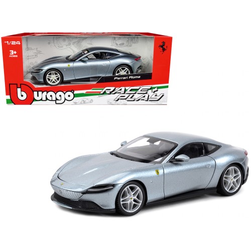 Ferrari Roma Gray Metallic 'Race + Play' Series 1/24 Diecast Model Car by Bburago