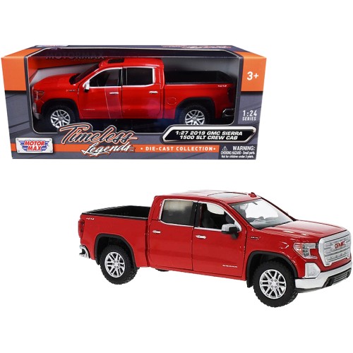 2019 GMC Sierra 1500 SLT Crew Cab Pickup Truck Red 1/24-1/27 Diecast Model Car by Motormax