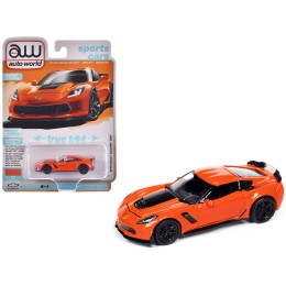 2019 Chevrolet Corvette Z06 Sebring Orange with Black Hood 'Sports Cars' Series 1/64 Diecast Model Car by Auto World