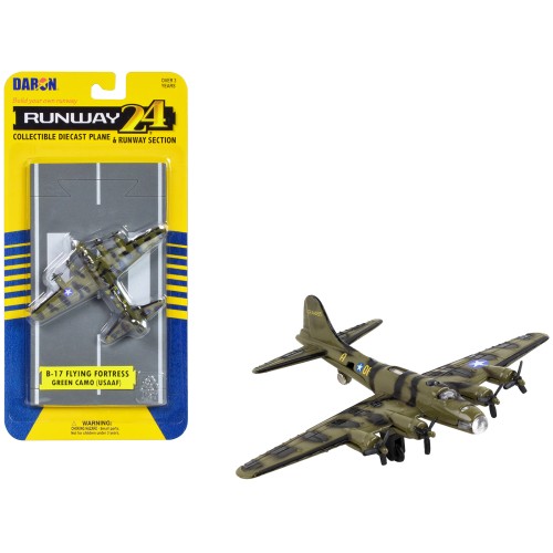 Boeing B-17 Flying Fortress Bomber Aircraft Olive Green Camouflage 'United States Army Air Force' with Runway Section Diecast Model Airplane by Runway24