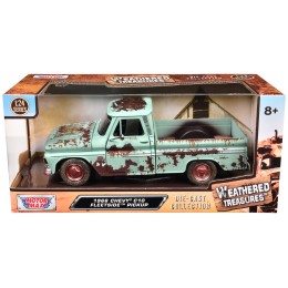 1966 Chevrolet C10 Fleetside Pickup Truck Light Green (Rusted) 'Weathered Treasures' Series 1/24 Diecast Model Car by Motormax