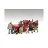 'Firefighters' 6 piece Figure Set (4 Males 1 Dog 1 Accessory) for 1/18 Scale Models by American Diorama