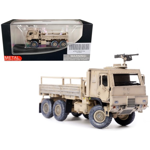 M1083 MTV (Medium Tactical Vehicle) Armored Cab Cargo Truck with Turret Desert Camouflage 'US Army' 'Armor Premium' Series 1/72 Diecast Model by Panzerkampf
