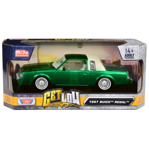 1987 Buick Regal Green Metallic with White Interior 'Get Low' Series 1/24 Diecast Model Car by Motormax