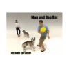 Man and Dog 2 Piece Figure Set For 1:18 Scale Models by American Diorama