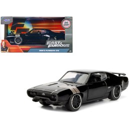 Dom's Plymouth GTX Black with Silver Stripes Fast & Furious F8 'The Fate of the Furious' Movie 1/32 Diecast Model Car by Jada