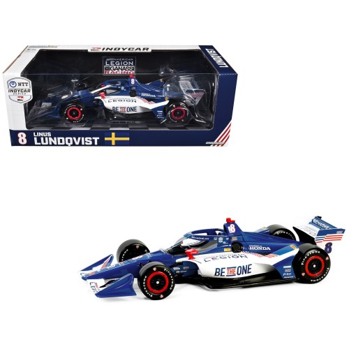 Dallara IndyCar #8 Linus Lundqvist 'The American Legion' Chip Ganassi Racing (Road Course Configuration) 'NTT IndyCar Series' (2024) 1/18 Diecast Model Car by Greenlight