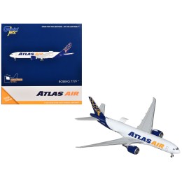 Boeing 777-200LRF Commercial Aircraft 'Atlas Air' (N703GT) White with Blue Tail 'Interactive Series' 1/400 Diecast Model Airplane by GeminiJets