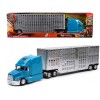 Mack Pinnacle Truck with Pot Belly Livestock Trailer Blue and Chrome 'Long Haul Truckers' Series 1/32 Diecast Model by New Ray