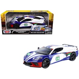 2020 Chevrolet Corvette #28 White with Blue Graphics 'GT Racing' Series 1/24 Diecast Model Car by Motormax