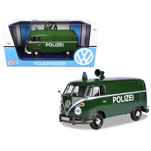 Volkswagen Type 2 (T1) Police Van 'Polizei' Dark Green 1/24 Diecast Model Car by Motormax