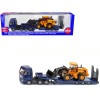 MAN Truck Blue Metallic with Low Loader Trailer and JCB 457 Wheel Loader Yellow 1/87 (HO) Diecast Model by Siku
