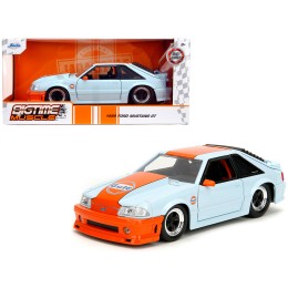 1989 Ford Mustang GT 'Gulf Oil' Light Blue with Orange Stripe 'Bigtime Muscle' Series 1/24 Diecast Model Car by Jada
