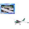 Model Kit Cessna 172 Skyhawk Aircraft White with Green and Yellow Stripes 'Sky Pilot' Series 1/42 Plastic Model Kit by New Ray