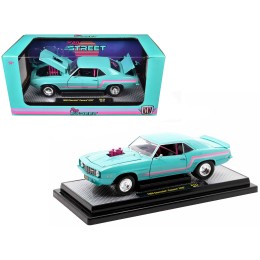 1969 Chevrolet Camaro Z/28 Light Blue with Pink Stripes 'Pro Street' Limited Edition to 6250 pieces Worldwide 1/24 Diecast Model Car by M2 Machines