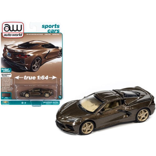 2020 Chevrolet Corvette Zeus Bronze Metallic 'Sports Cars' Limited Edition 1/64 Diecast Model Car by Auto World