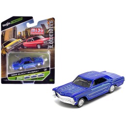 1965 Buick Riviera Candy Blue with Graphics 'Lowriders' 'Maisto Design' Series 1/64 Diecast Model Car by Maisto